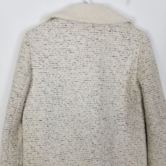 Mind Bridge Women Wool  Blend Zip Up Peacoat  Sz S Textured Pockets Beige - Picture 5 of 8